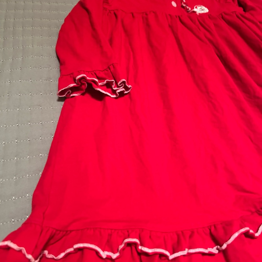 Abby & Evie Toddler Girls Size 5 Red Christmas Santa Dress Ruffle Holiday - Picture 5 of 8